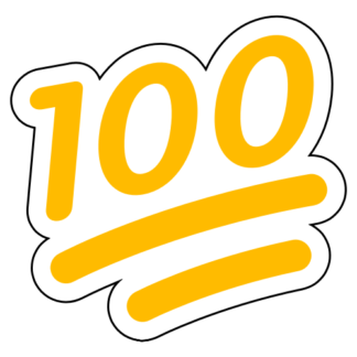 100 One-Hundred Emoji Sticker (Yellow)